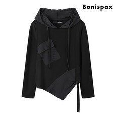 보니스팍스 언발 포인트 후드 오버핏 긴팔 티셔츠 XO3LW017L0