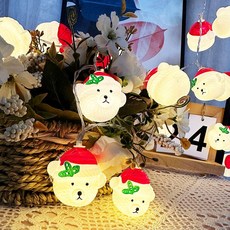 별님토이즈 크리스마스 반짝반짝 분위기 업 오너먼트 가랜드 LED 조명 3m 20구 건전지형 모자-곰돌이 1개 상품 이미지