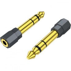 2 팩 6.35mm 14 수컷에서 3.5mm 18 암컷 스테레오 헤드폰 어댑터 오디오 잭 플러그 골드 도금 스피커 기타 디지털 피아노 앰프 어댑터그레이용