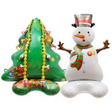 크리스마스 파티 풍선 스탠딩 에어벌룬 2종, 트리와 눈사람