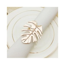 웨딩포 냅킨링 냅킨홀더 메탈 몬스테라 로즈골드 Napkin Ring Metal Rose Gold Monstera, 1세트, 1개