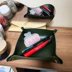 가죽트레이 차키보관함 소품정리 접시 그린, 본상품