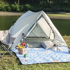 위드니드 그늘막텐트 원터치 그늘막 쉘터 리빙쉘 차박 거실 텐트 루프탑 피크닉텐트 나들이텐트, 블루(공룡)