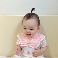 돗투돗 유아 오가닉 솜사탕 웨이브 턱받이, 1개, 베이비바니(핑크)_솜사탕 웨이브 턱받이, 1개, 핑크