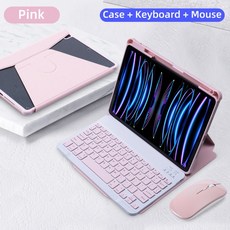 아이패드 프로 11 용 마그네틱 키보드 케이스 에어 4/5 10.9 10 세대 9 8 7 투명 커버 마우스 포함, iPad Pro 11, 06 Pink 1