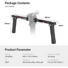 카메라 어댑터 SmallRig 조절식 핸들 슬링 핸드그립 DJI RS 2 RSC 3 3 프로 미니 짐벌 핸드헬드 안정기-3028C, 02 Dual Handgrip, Dual Handgrip