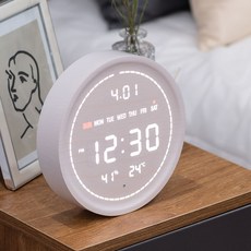유선 와이파이 필링 원형 인테리어 LED 탁상시계 날짜 요일 온습도 벽시계 겸용 18cm, 필링 원형 ENG 화이트