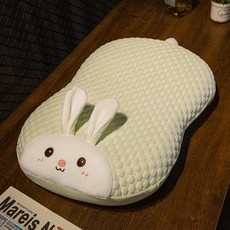 뱃가죽 베개 여름 쿨링 학생 기숙사 목 보호대 수면 기억 면 가정용 낮잠 베개녀55*35cm, 그린