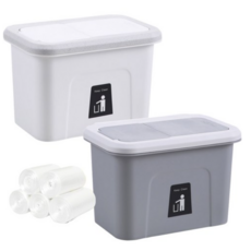 구디푸디 걸이형 음식물 쓰레기통 휴지통 뚜껑형 소 2p, gray+white, 1개