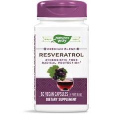 Natures Way 레스베라트롤 시너지스틱 포뮬라 베지테리안 캡슐, 60개입, 1개