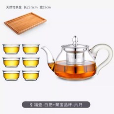 고온내성 도톰글라스 티포트 스텐필터 티포트 끓이기 홍차꽃다기, 인복주전자 600mL+6작은술+다반, 301mL(포함)-400mL(포함), 1개, 301mL 포함 -400mL 포함