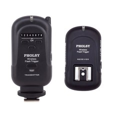 PHOLSY (200m 유니버설 무선 플래시 트리거 스피드라이트 송신기 및 수신기, 1개