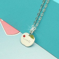 [쿨젬]925정품실버 미아방지 애플 목걸이, 실버