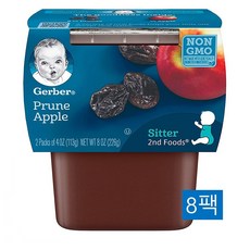 Gerber 2nd Foods Prunes with Apple 거버 퓨례 2단계 이유식 푸룬 애플 113g(4oz) 2개입 8팩