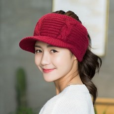 니트 여성 골프 털모자 귀도리 루피 귀마개 겨울 모자 군밤장수 군고구마 방한 이어워머, 와인레드