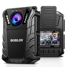 BOBLOV KJ9 경찰 바디캠 FHD1296P 고화질영상 IP66 방수등급 64GB 메모리내장 배터리2개로 최대 18시간 연속녹화 가능