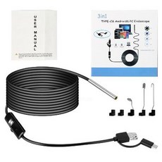 무선 와이파이 내시경 HD 보어스코프 3 인 1 USB 검사 카메라 6 LED 스네이크 아이폰호환 안드로이드 2m 9mm 720P, 5m, 1개