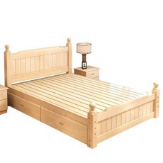 소나무 원목 침대 화이트 우드 나무 프레임 저상형 평상형 싱글 더블 베드 삼나무 편백 모던, 5. 화이트 서랍 침대 1350x2000