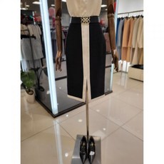 모조에스핀 바이어스 배색 트위드 미디 스커트 S232MSD113 NY(3465941) 백화점