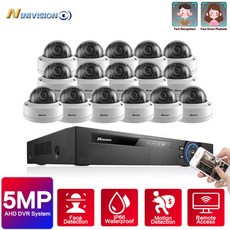 h 265+16CH 5MP 초고화질 cctv dvr 시스템 16X5MP 야간 보안 카메라 키트 5MP 방수 영상 감시 카메라 키트, 없다, 16채널 dvr 16개의 캠, 1개