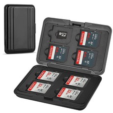 Qkenvo 알루미늄 충격 방지 휴대용 박스 메모리 카드 보관 케이스 홀더 SD SDHC MMC 마이크로 SD TF 카드용 슬롯 8개 실버, 블랙, 1개