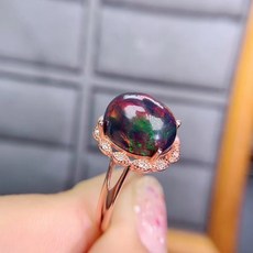 100% 진짜와 자연적인 까만 오팔 반지 남자 또는 여자를위한 925 순은 큰 돌 10*12mm|반지|
