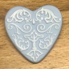 Vintage Wedgwood Blue Jasper Ware Heart Shaped Pin Brooch 1 1/2"