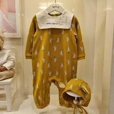 아가방 NC엑스코점 50% 완전강추! 부드러운 터치감! 커다란 배색카라에 귀여운 자수로 포인트를 준 위드고미우주복 +귀달이 모자! 신생아우주복! 외출복! 선물용으로도 좋아요