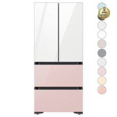 [색상선택형] 삼성전자 비스포크 김치플러스 프리스탠딩 4도어 냉장고 586L 방문설치, RQ58C9442AP, 글램 핑크