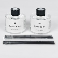 센트센트 인테리어 고급 실내 자동차 차량용 선물용 디퓨져 방향제 1+1, 1세트, 100ml, 라벤더+코튼머스크
