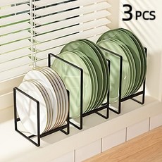 3pcs 금속 판 홀더 조직자 수직 랙 캐비닛용 접시 주방 찬장용 건조대 액세서리, 블랙x3