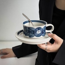 아라비아핀란드커피잔손 아라비아핀란드 빈티지 도자기 라떼잔 티컵 커피잔세트, 아네모네 블루, 250ml