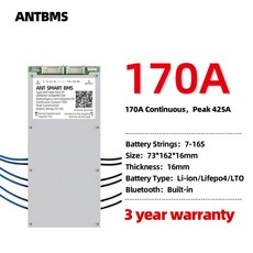 스마트 ANT BMS 리튬 이온 LiFePo4 LTO 배터리 블루투스 내장 7S 16S 20S 22S 30S 1050A 300A 80A 600A 8S 10S 12S 13S 14S, 1개, 10 7-16S 170A