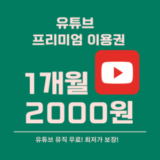 [정품] 유튜브 프리미엄 이용권 +유튜브 뮤직 /12개월/ 24개월, 12개월
