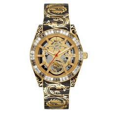 게스 여성용 42mm 시계 멀티 컬러 팔찌 골드 다이얼 케이스 멀티컬러 클래식