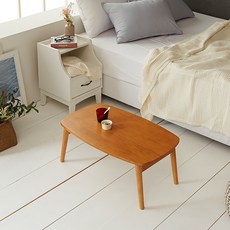 즐거운집 노를란 사각라운드 원목 접이식테이블 Nordland 좌탁/티테이블, 78x48(브라운)