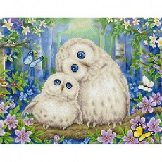 부엉이가족보석십자수