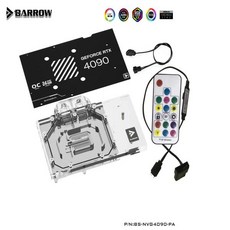 Barrow 풀 커버리지 GPU 워터 블록 NVIDIA RTX 4090 5V ARGB 3 핀 아우라 싱크, 한개옵션1, 02 kit 1