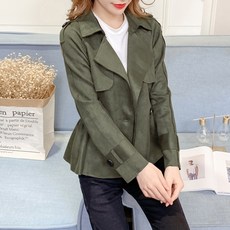 kirahosi 여성 세무 스웨이드 라이더 자켓 슬림 숏 코트 22호+덧신증정 BG9jtwfw