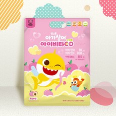 핑크퐁 아기상어 아이비타C D+아연 1000정x1개입 유아어린이키즈 복숭아맛, 1.3g, 1개