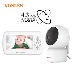 카메라와 함께 4.3 인치 비디오 베이비 모니터 HD 1080P PTZ Babyphone 울음 소리 알람 온도 감지 인터콤 오디오 야간 투시경|베이비 모니터|, 1개, 4.3 inch 1080P, 단일