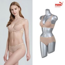 푸마바디웨어 푸마 NEW 여성 데일리 풀커버 업 브라팬티 2종 다크베이지(1)
