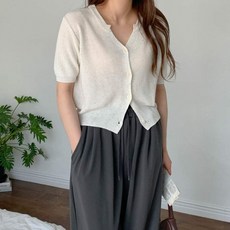 스티브케이블반팔가디건
