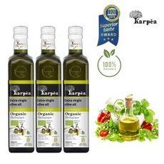 가르페아 유기농 엑스트라버진 압착올리브유, 500ml, 3개