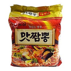 Nongshim Champong Noodle Soup Spicy Seafood Flavor 4.58 Ounce (Pack of 농심 짬뽕면 매콤한 해물맛 4.58 온스 (4팩, 1개, 129.84g