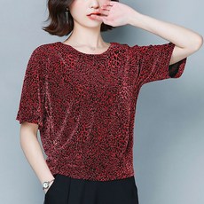 여름 여성 호피 반짝이 반팔 티셔츠 M-5XL 아이버리아 A25 W532P912