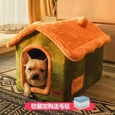 개집 고양이 야옹이집 겨울 온난 소형견 테디 캣츠 침대 사계절 공용 애견용품 탈착용 원룸 투룸 32평 아파트 거실형, 숲속의 오두막+담요 -예매 5일차