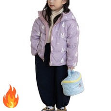 도오빠 보므봄 키즈 패딩 핑크 리버서블 후드 집업 다운 푸퍼 토끼 캐릭터 패턴 아동 여아 겨울 아우터 ~130