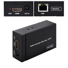 [해외] 60m hd 1080 p hdmi 익스텐더 rj45 1x1 분배기 hdmi 송신기 및 수신기 hdmi 케이블 cat6 rj45 이더넷 케이블 pc tv hd60a, < =0.5m