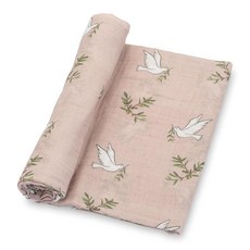 LollyBanks 담요 100% 면 모슬린 포대기 부드러운 용 담요 119.9 x 119.4cm(47 47인치) 방 필수품 레지스트리 (도브 프린트), LollyBanks 담요, 100% 면 모슬린 포대기